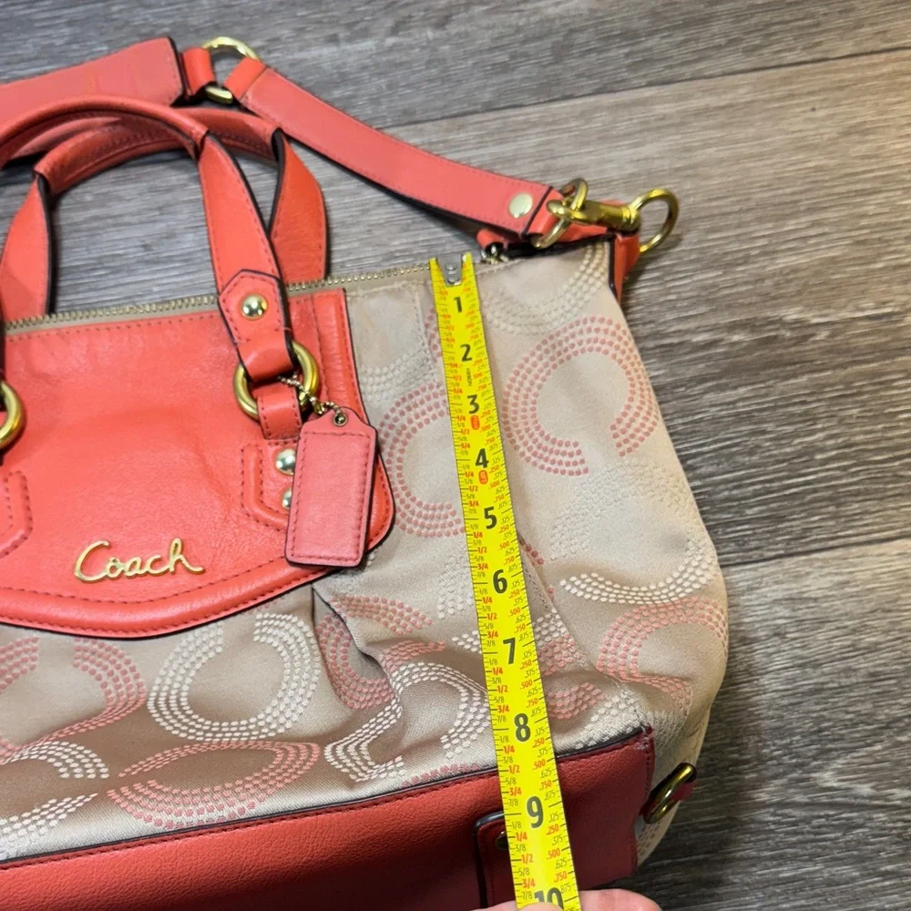 Coach Coral and Tan Satchel - Picture 12 of 14